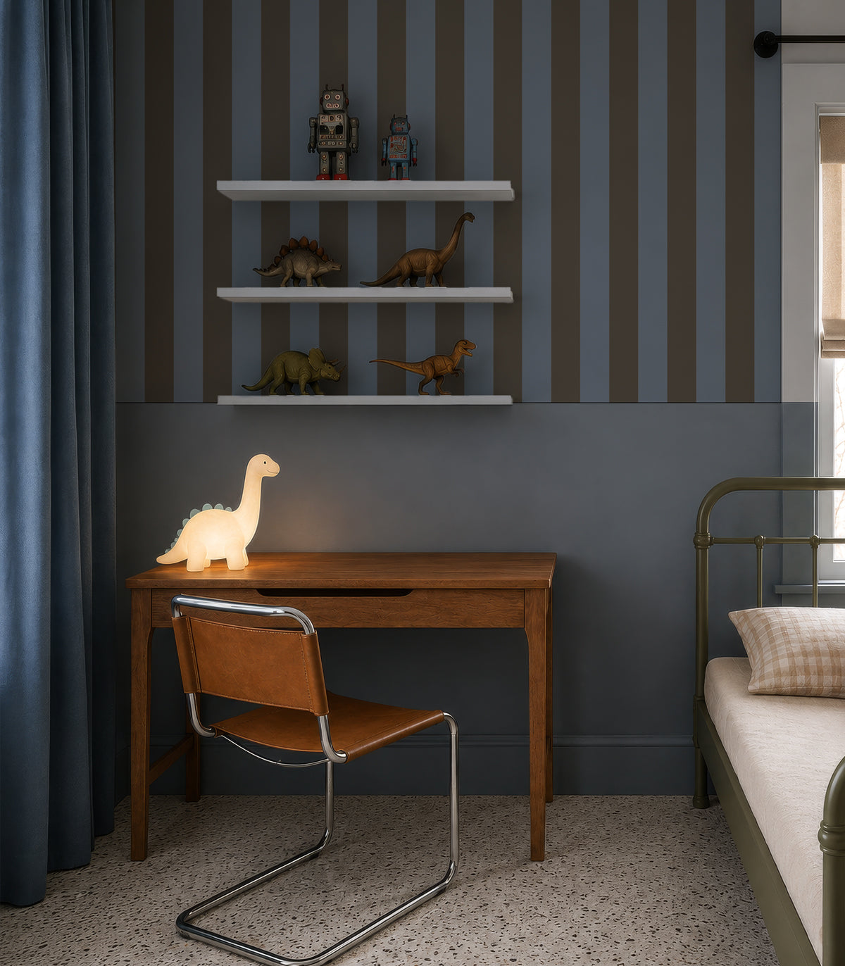 Papel pintado Wide Stripe Stone Blue