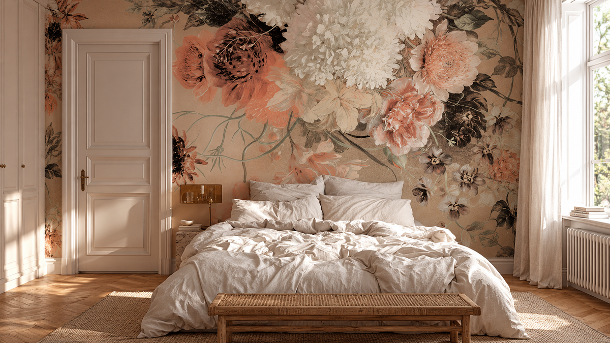 Papel pintado Beige floral
