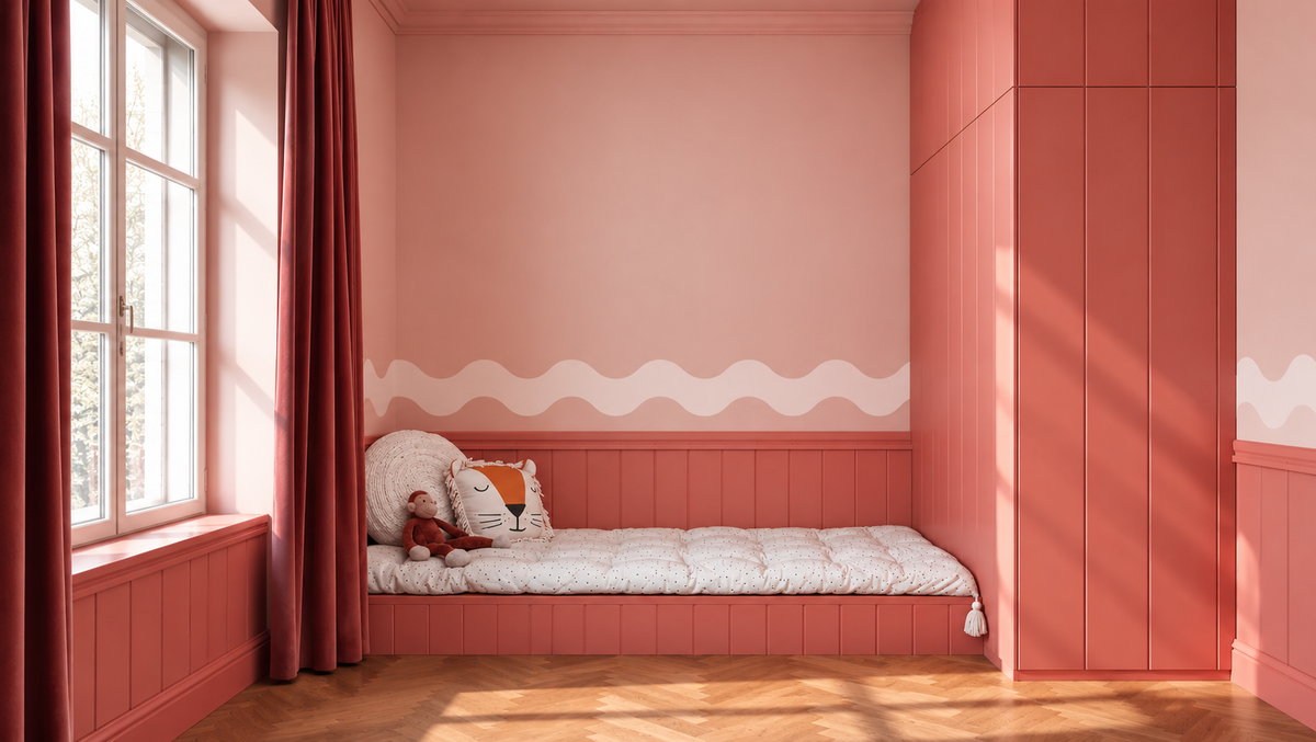 Papel pintado Border Double Wave Calm Powder Blush