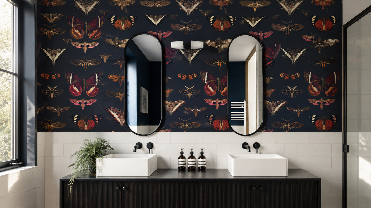 Papel pintado Butterflies Navy Blue