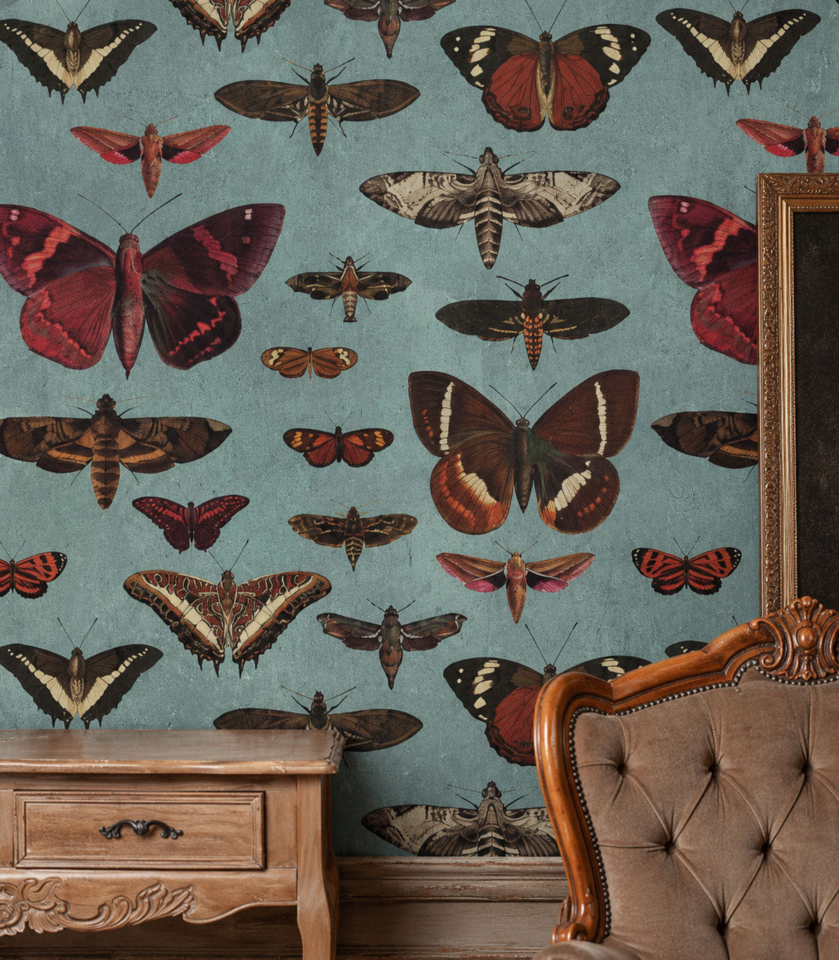Papel pintado Butterflies Turquoise