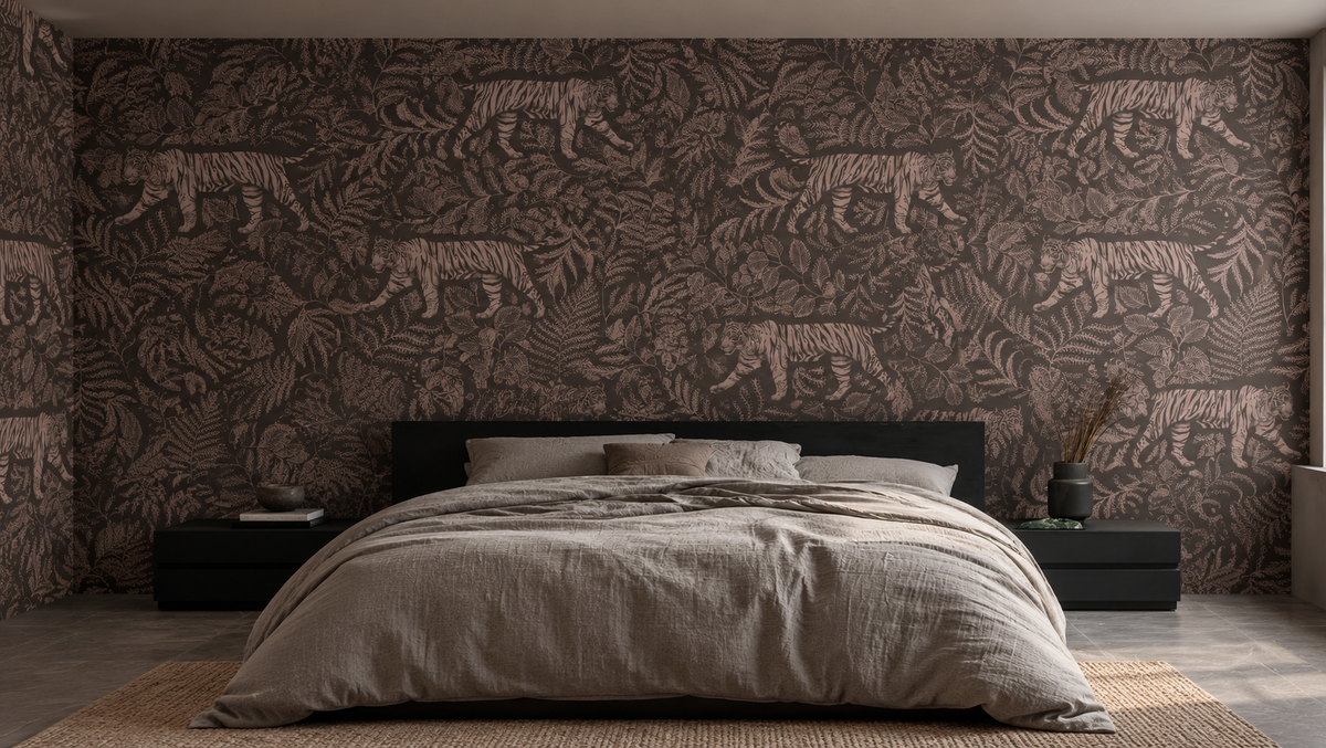 Papel pintado Camouflaged Tiger Gray Pink