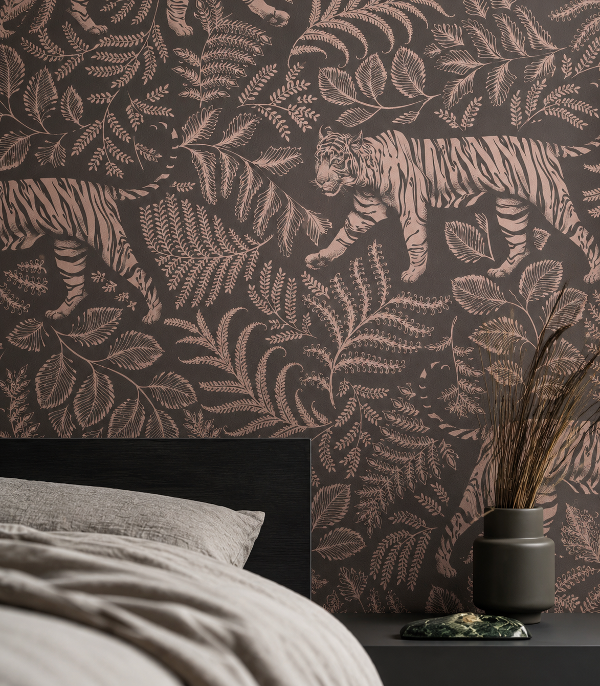 Papel pintado Camouflaged Tiger Gray Pink