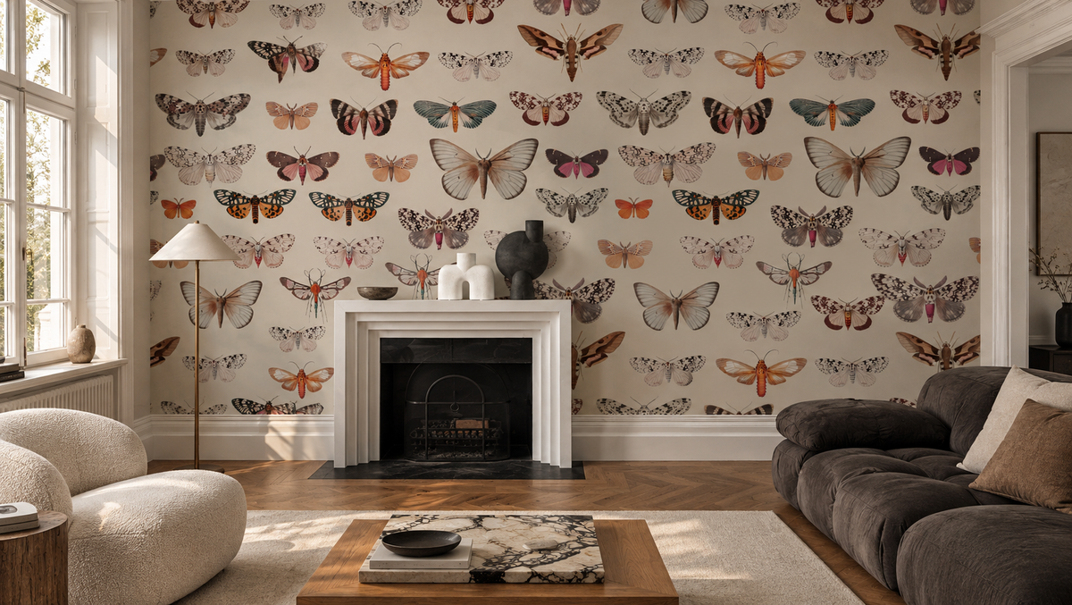 Papel pintado Colorful Butterfly Light Beige
