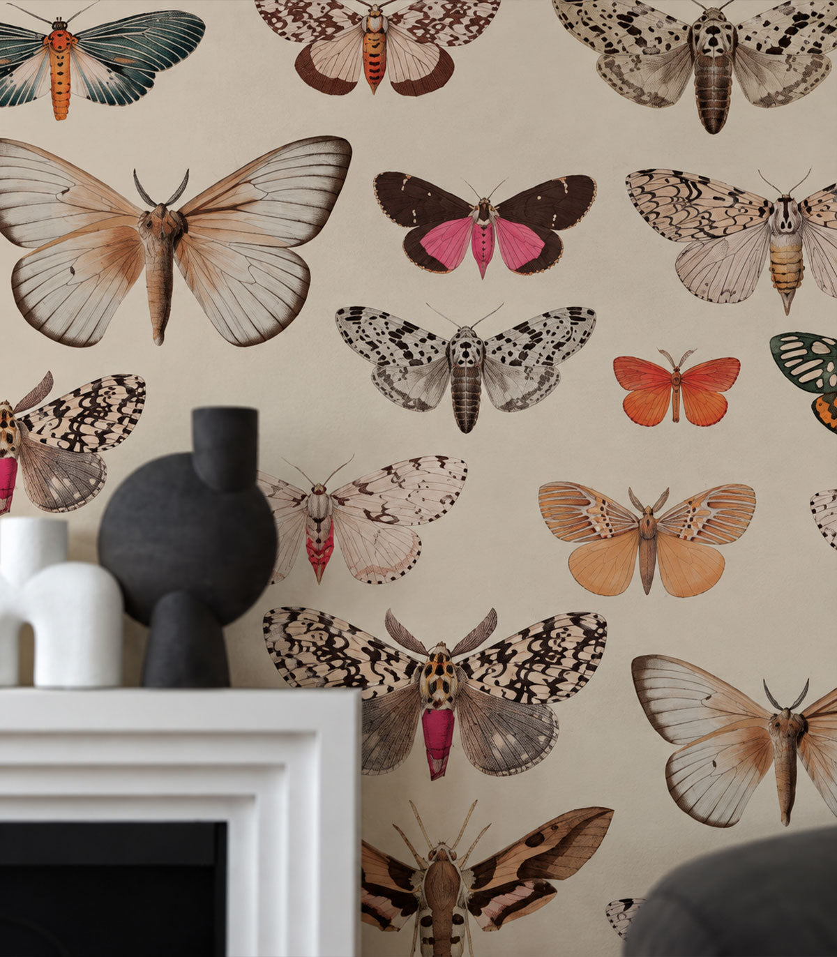 Papel pintado Colorful Butterfly Light Beige