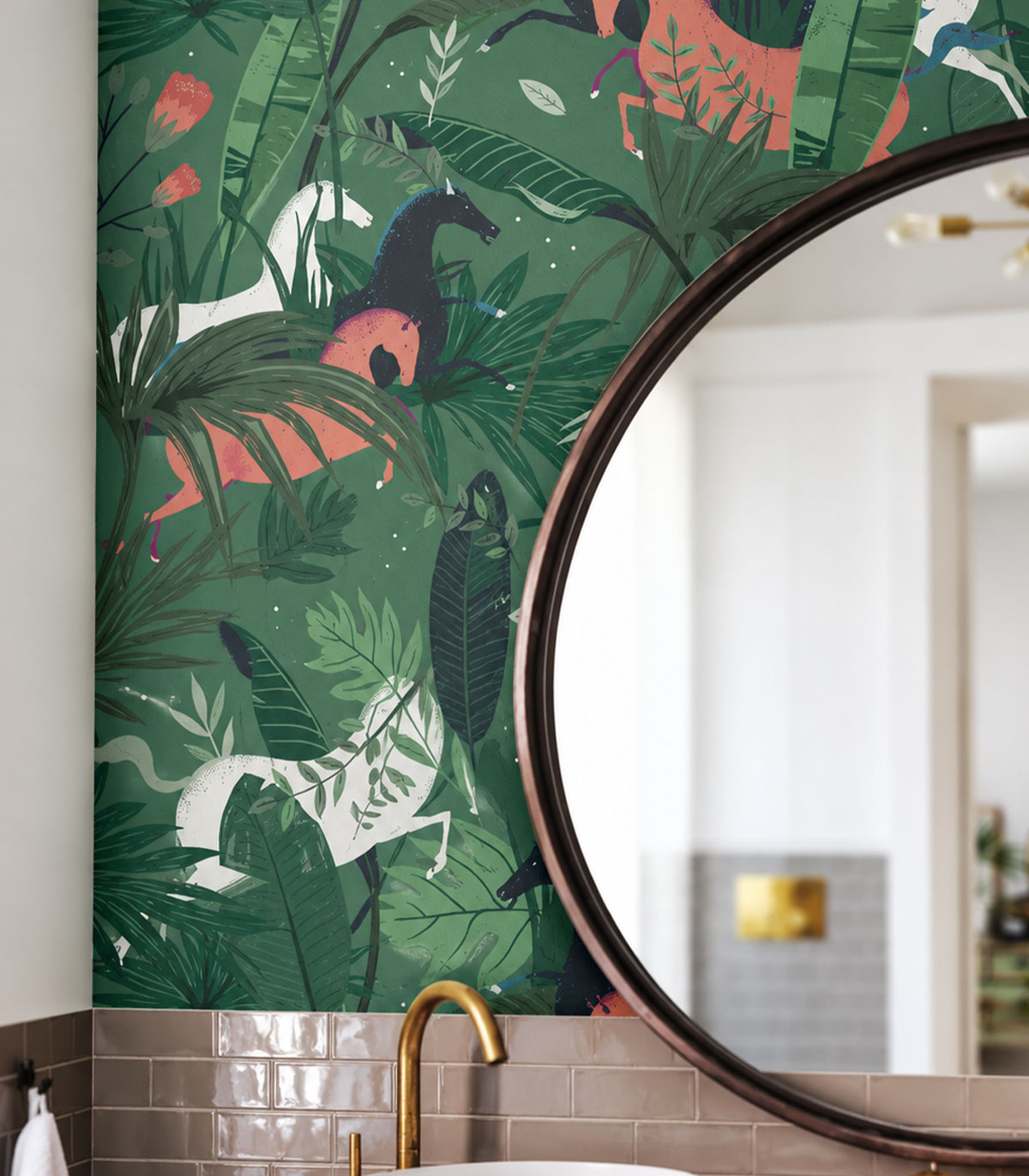 Papel pintado Dream Horses Green