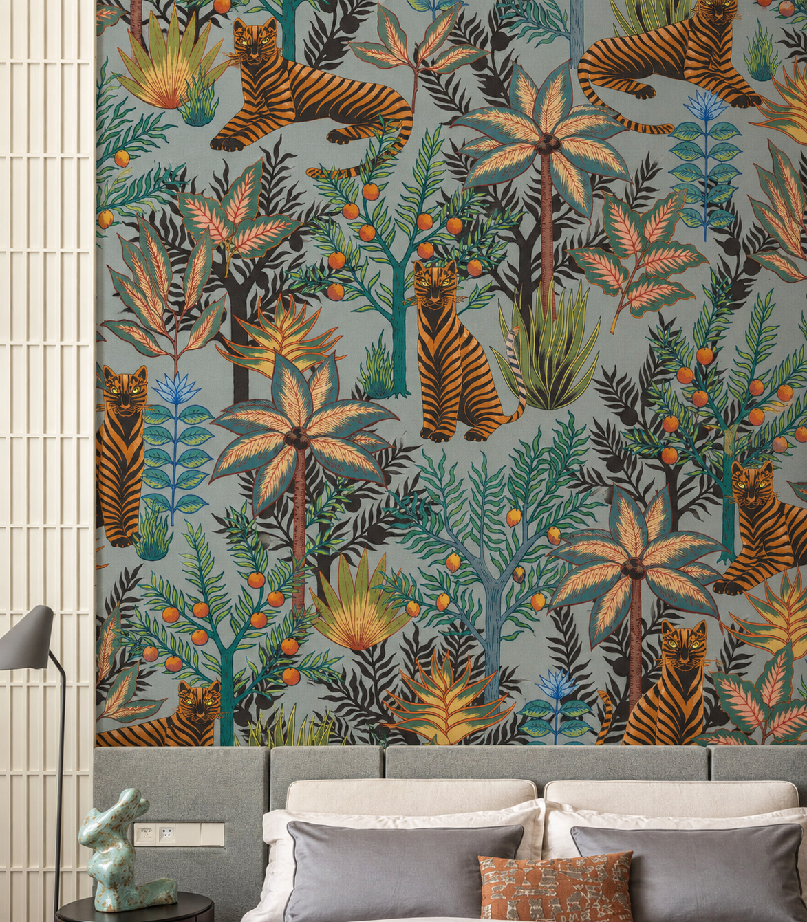 Papel pintado Gold Tigers Light Blue