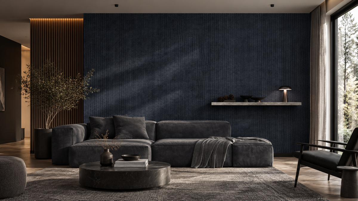 Papel pintado Herringbone Blue