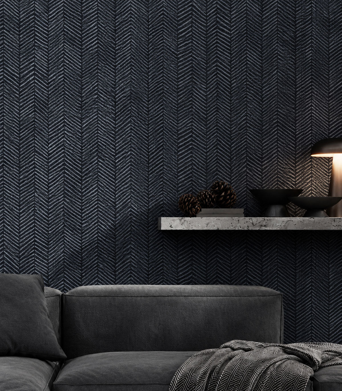 Papel pintado Herringbone Blue