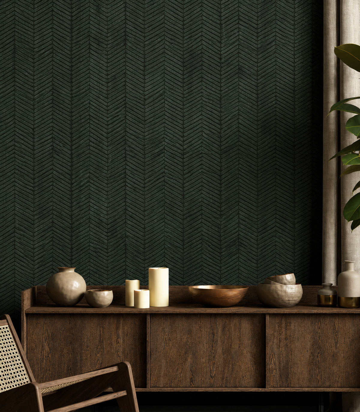 Papel pintado Herringbone green