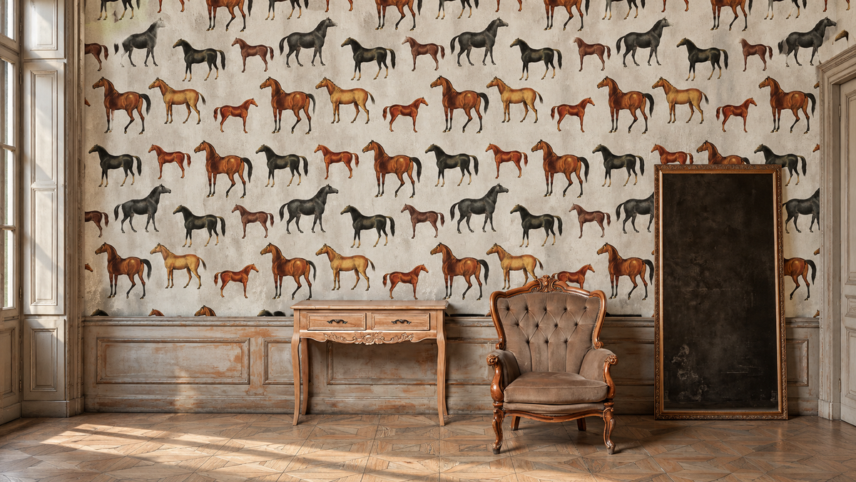 Papel pintado Horses Beige