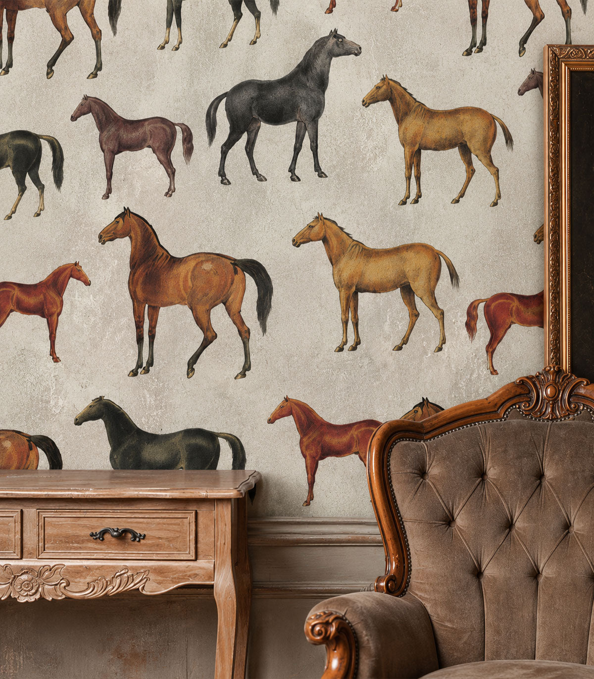 Papel pintado Horses Beige