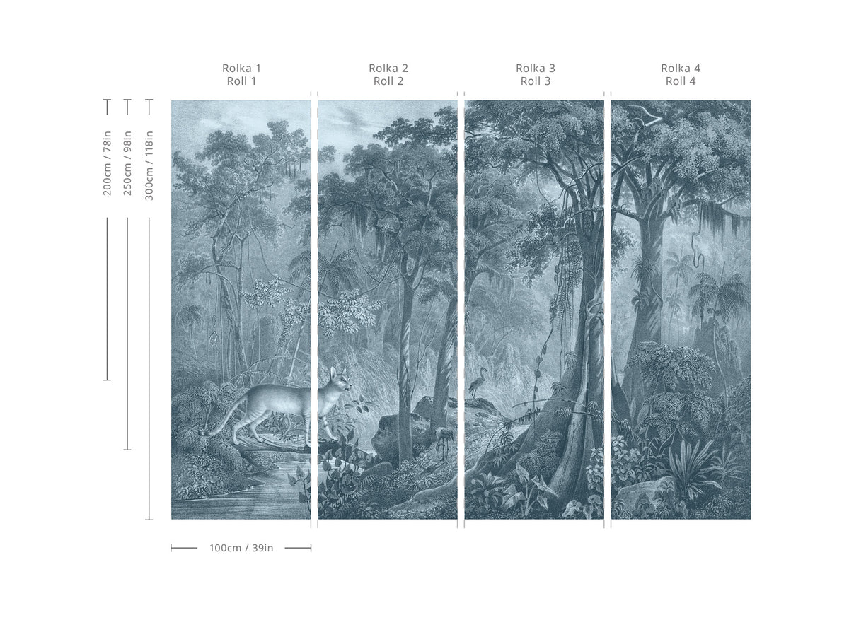 Papel pintado Jungle Cat Blue