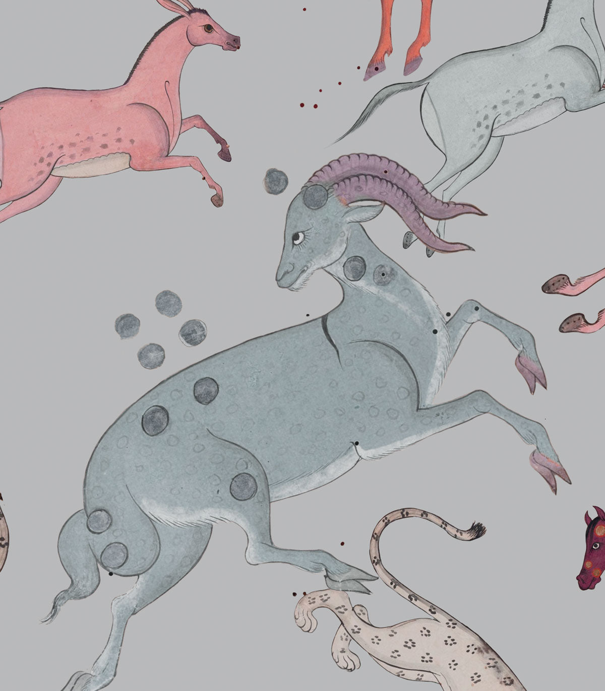 Tapeta Oriental Animals Light Blue