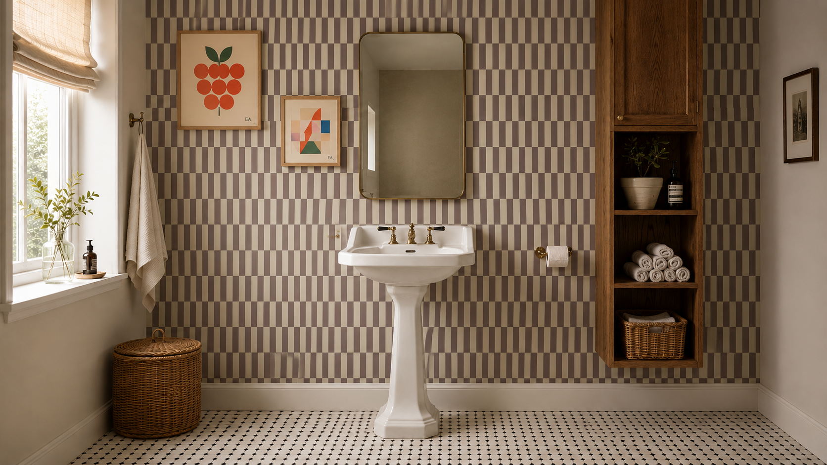 Papel pintado Tetris Stripe Burdeos