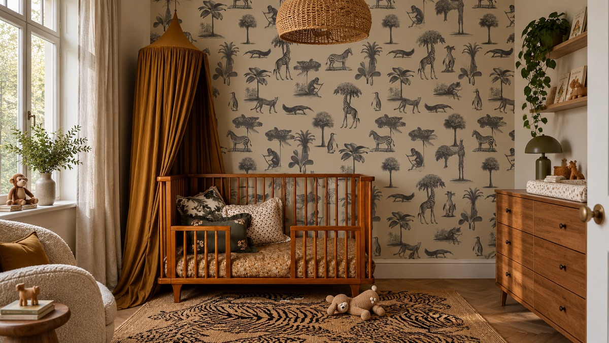 Papel pintado Vintage animals beige