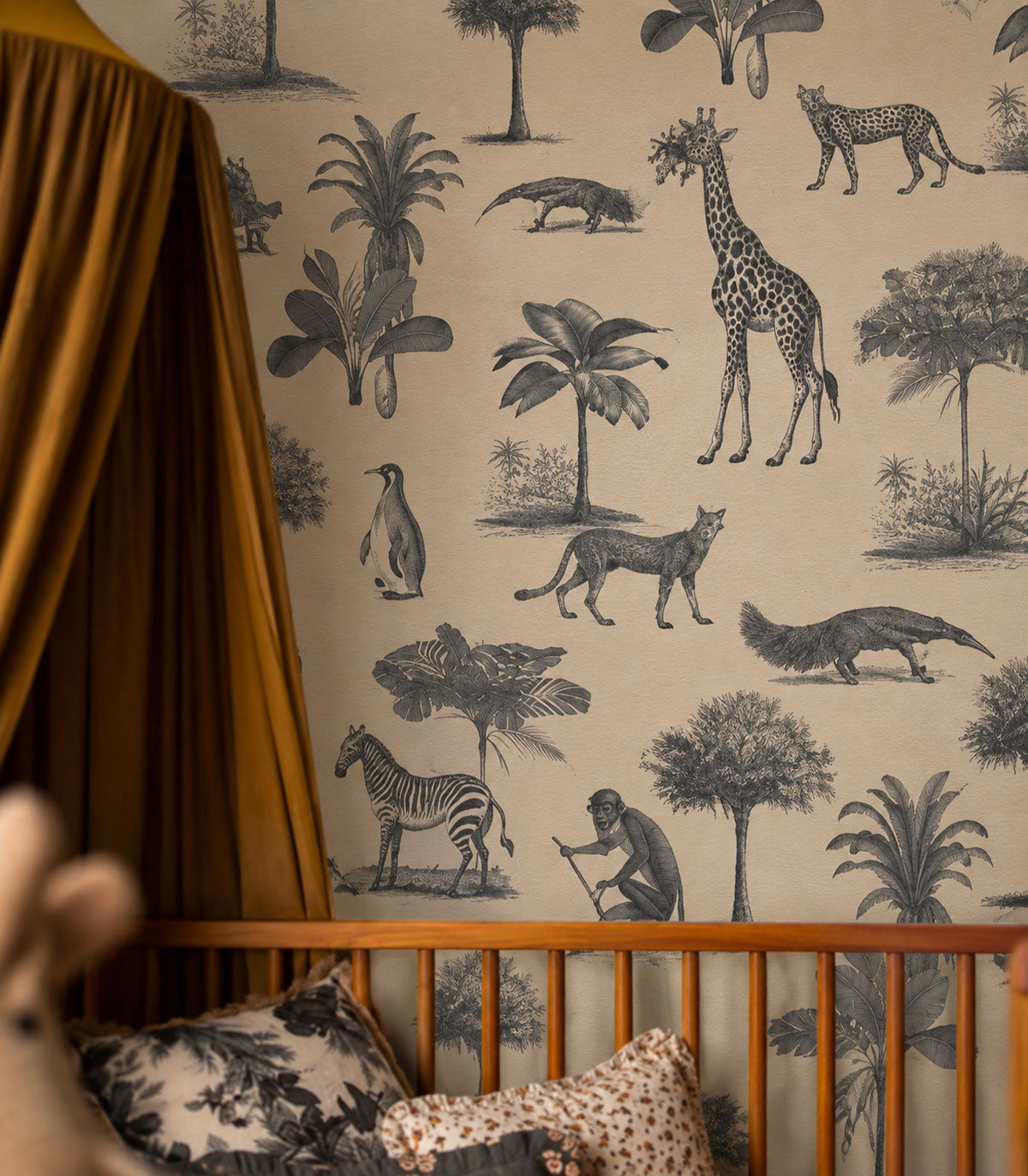 Papel pintado Vintage animals beige