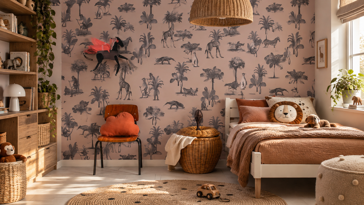 Papel pintado Vintage animals purple