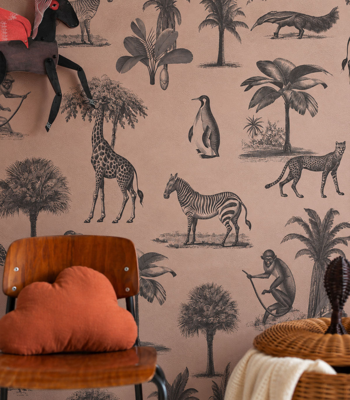 Papel pintado Vintage animals purple