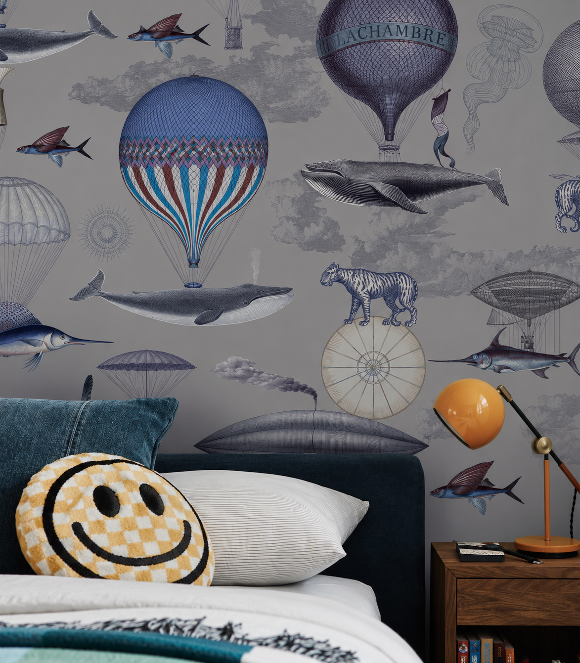 Papel pintado Vintage balloons purple