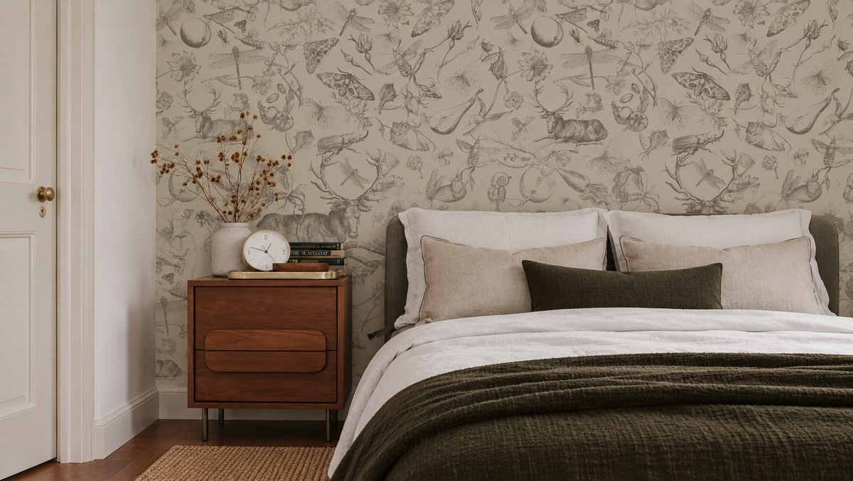 Papel pintado Vintage botanic light brown