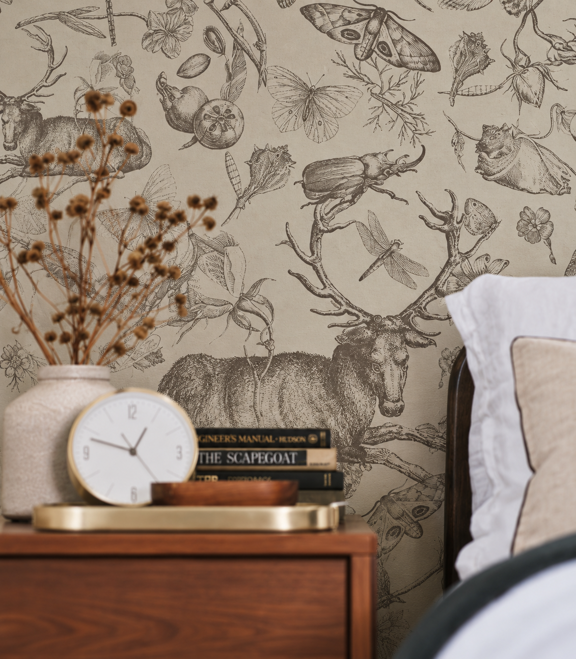 Papel pintado Vintage botanic light brown