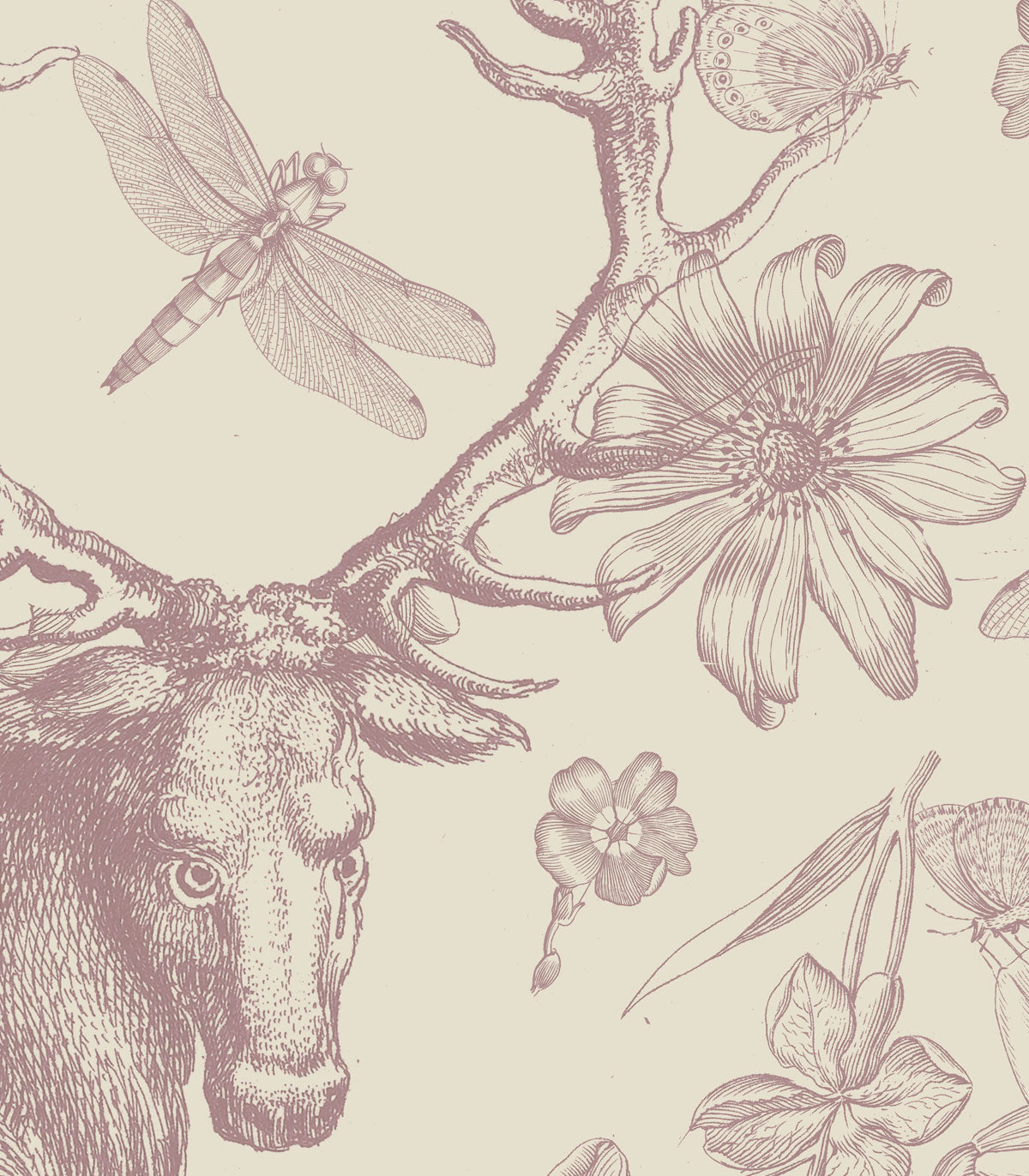 Tapeta Vintage botanic pink