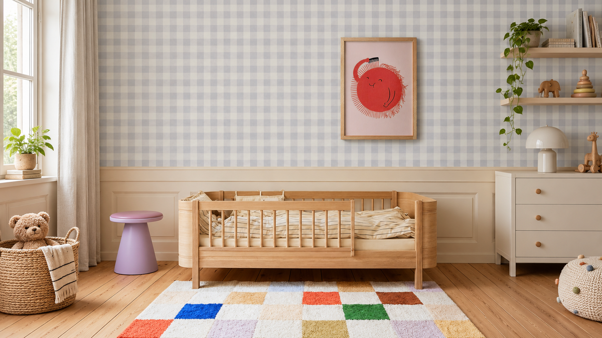 Papel pintado Watercolor Checks Lavender Haze