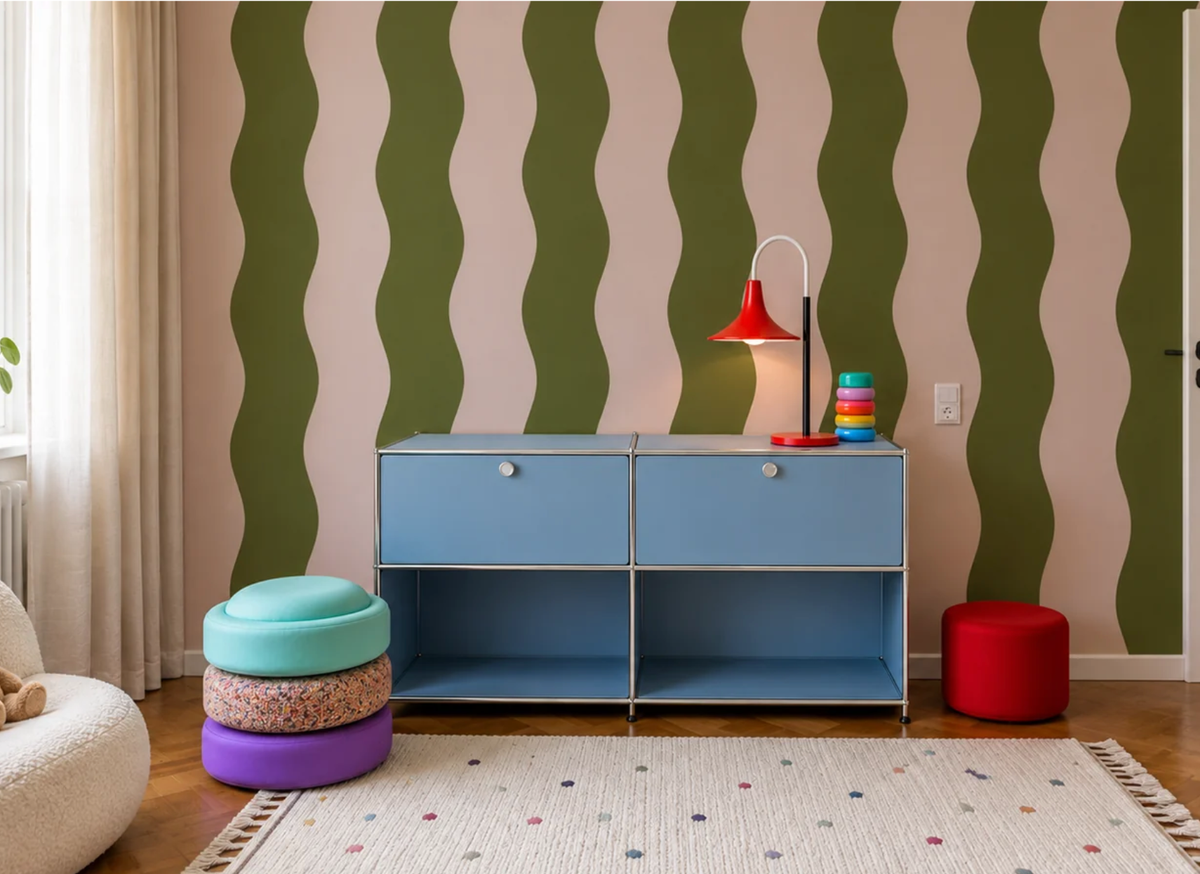 Papel pintado Wave Stripe Aguacate Rosa