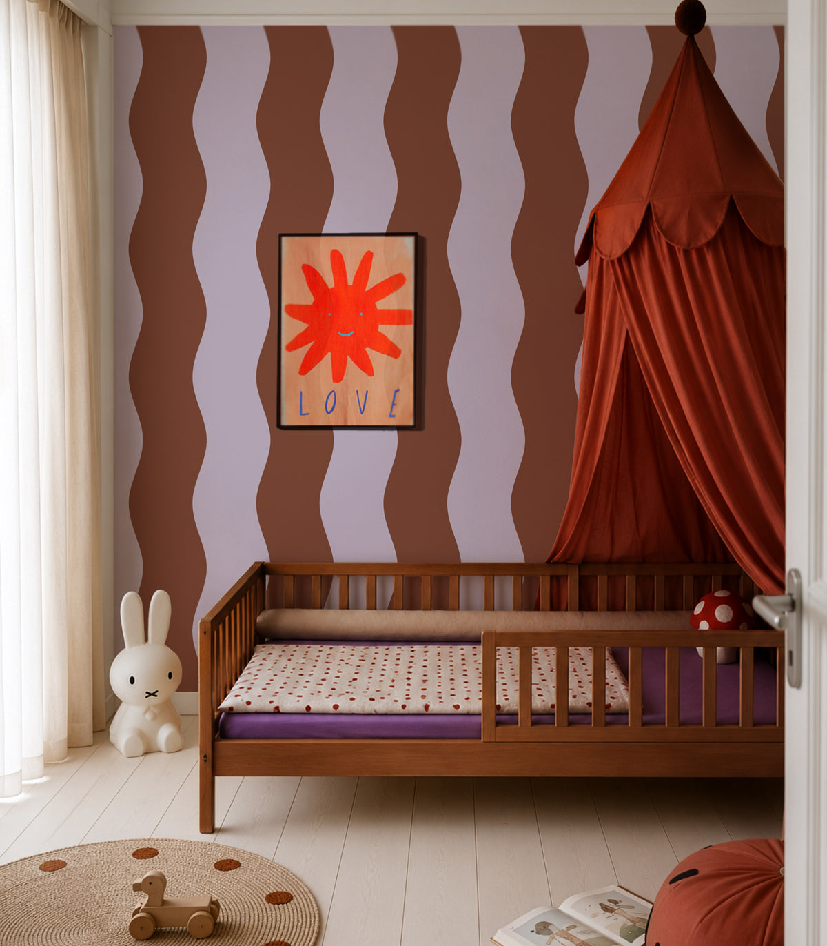 Papel pintado Wave Stripe Canela Lavanda