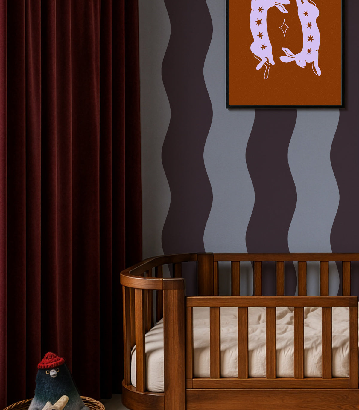 Papel pintado Wave Stripe Deep Burgundy