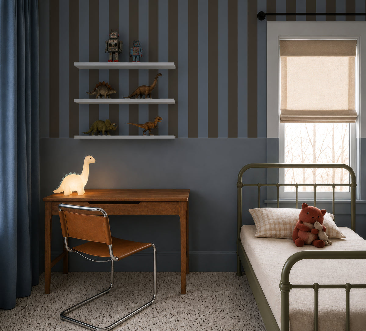 Papel pintado Wide Stripe Stone Blue
