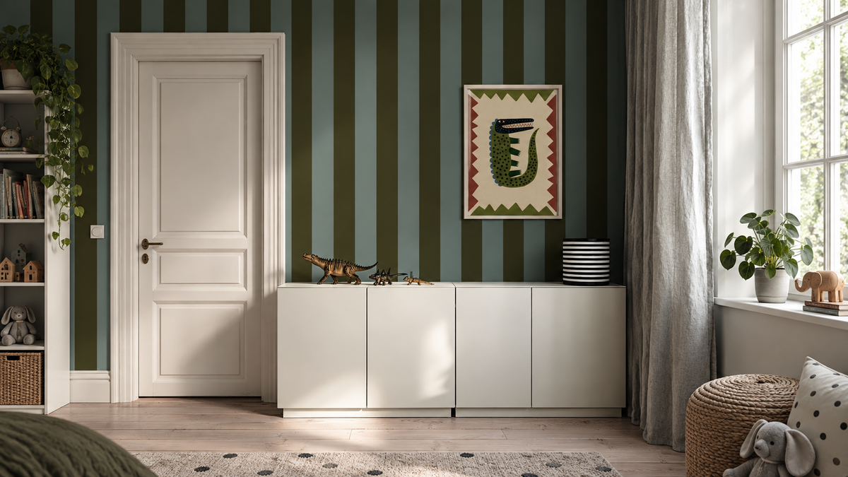 Papel pintado Wide Stripe Olive Mist
