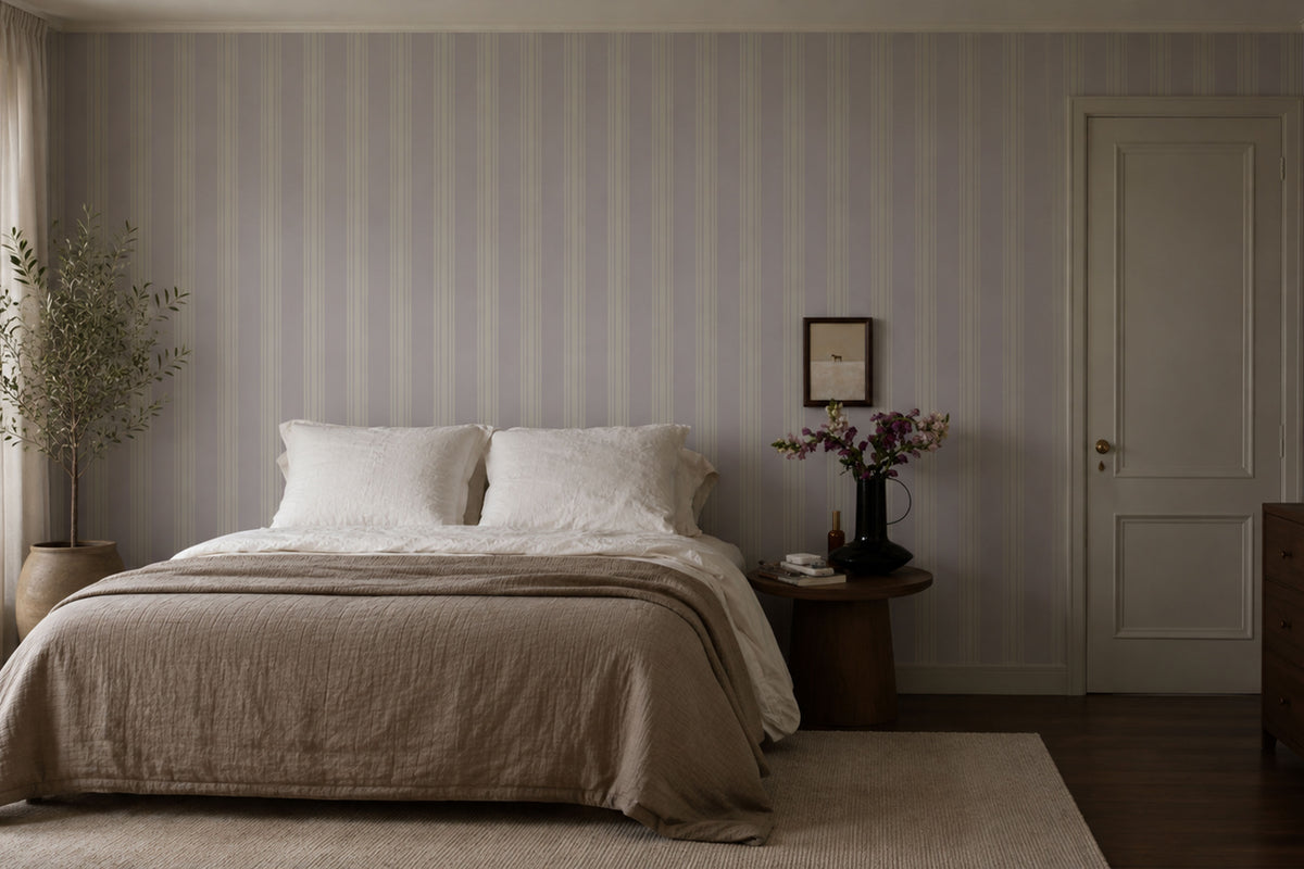 Papel pintado Woven Stripe Warm Taupe
