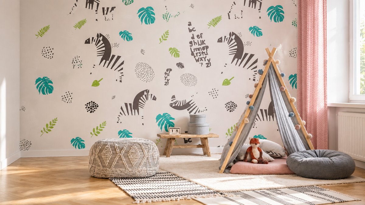 Papel pintado Zebra White