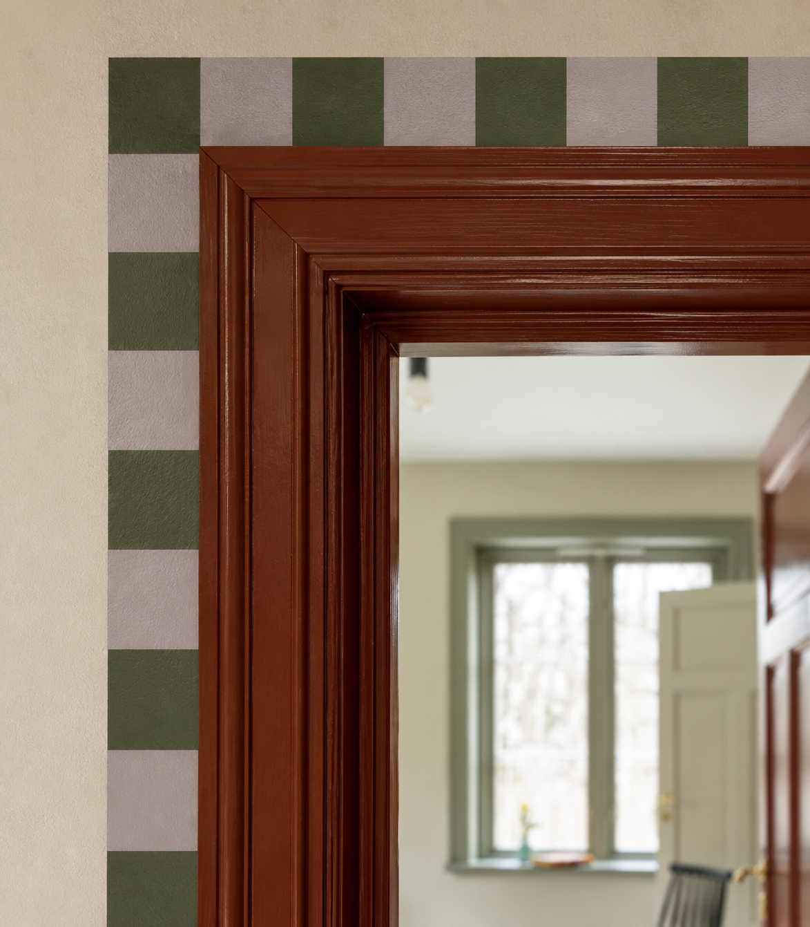 Papel pintado Border Square Muted Olive