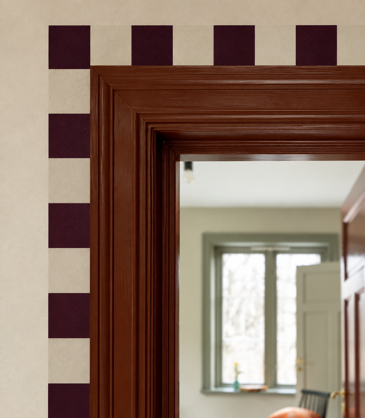Papel pintado Border Square Dark Plum