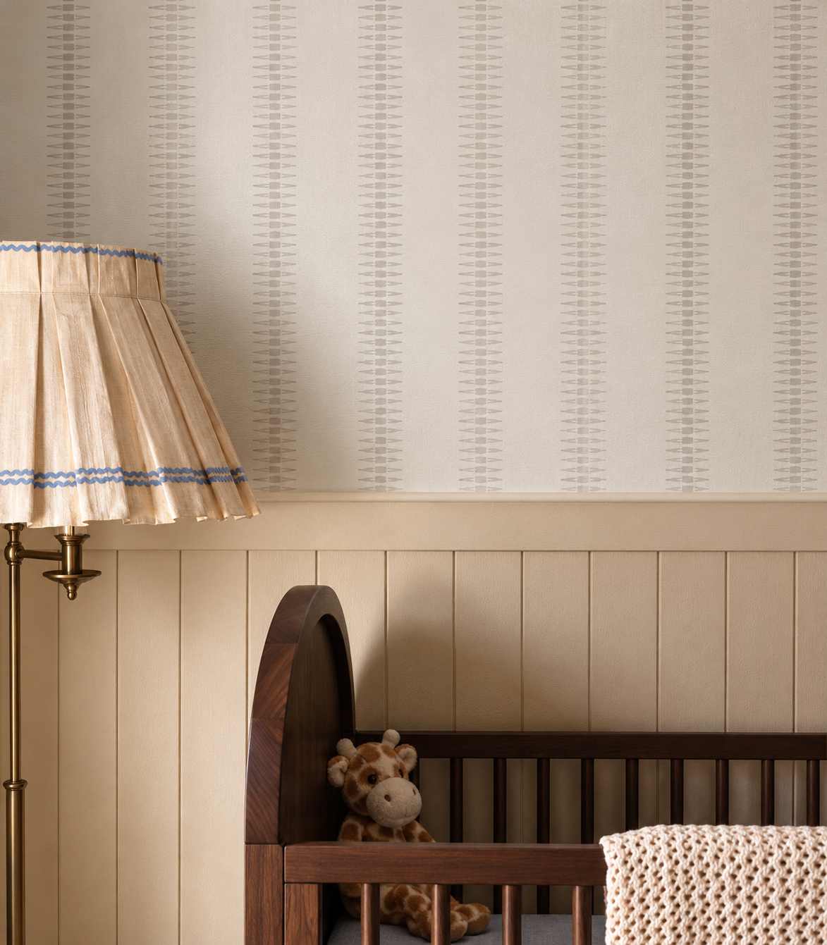 Papel pintado Ornament Line Mist Soft Sand