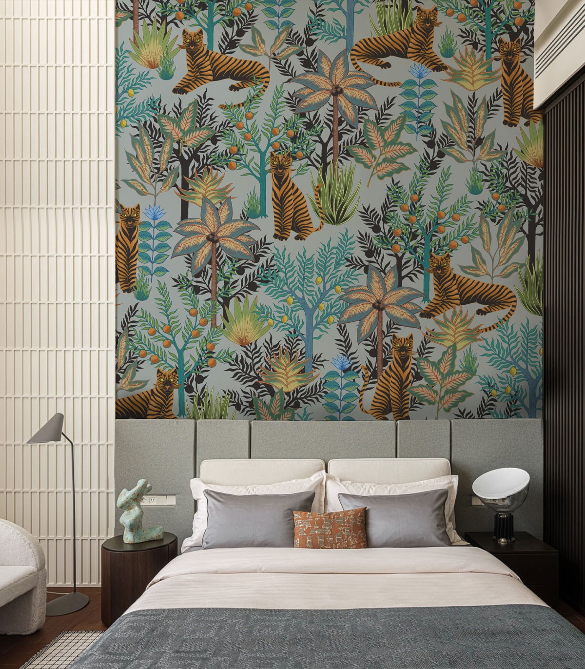 Tapeta Gold Tigers Light Blue