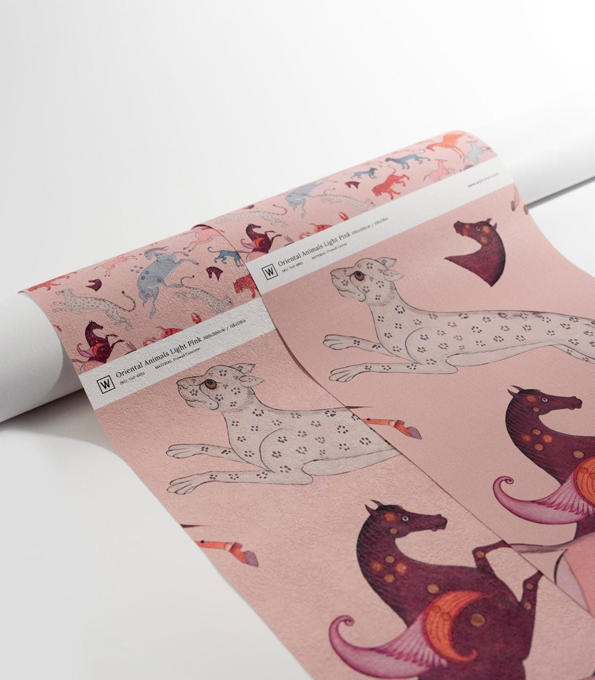 Tapeta Oriental Animals Light Pink - Wallcolors®