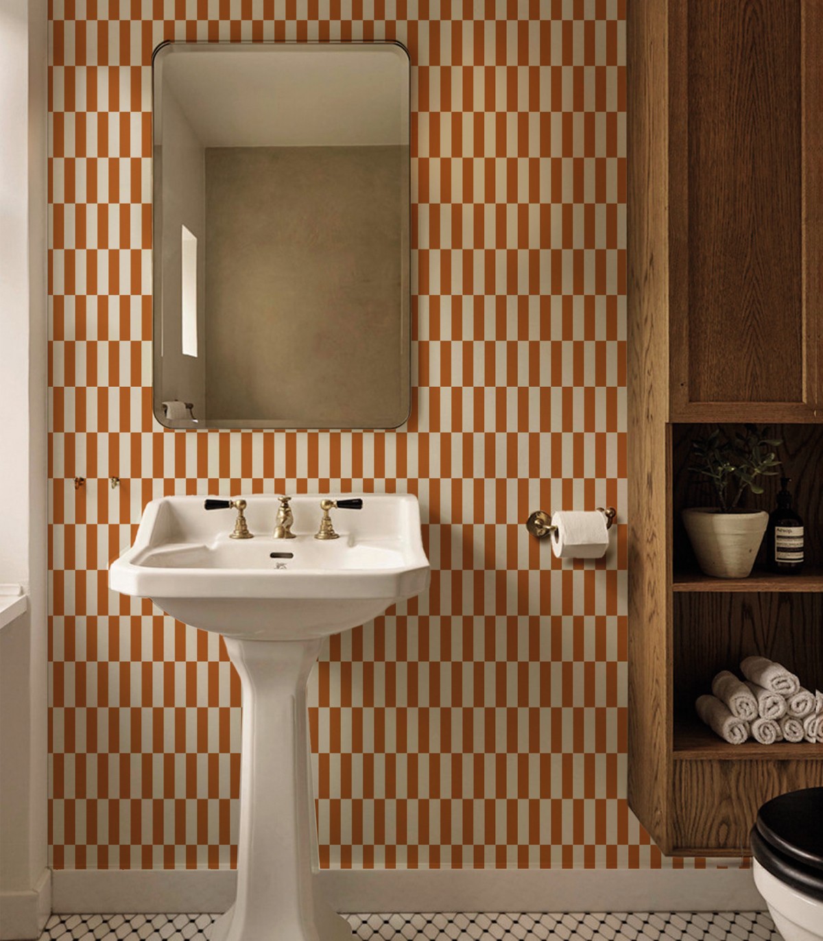 Papel pintado Tetris Stripe Terracota
