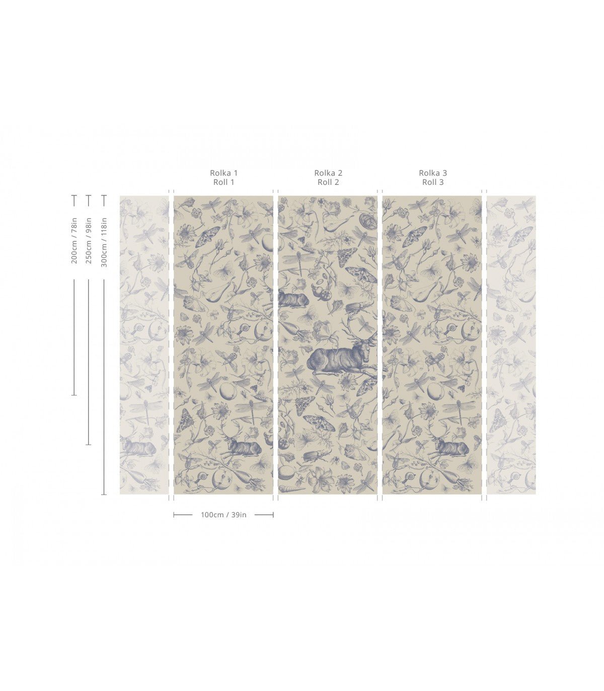 Tapeta Vintage botanic blue - Wallcolors®