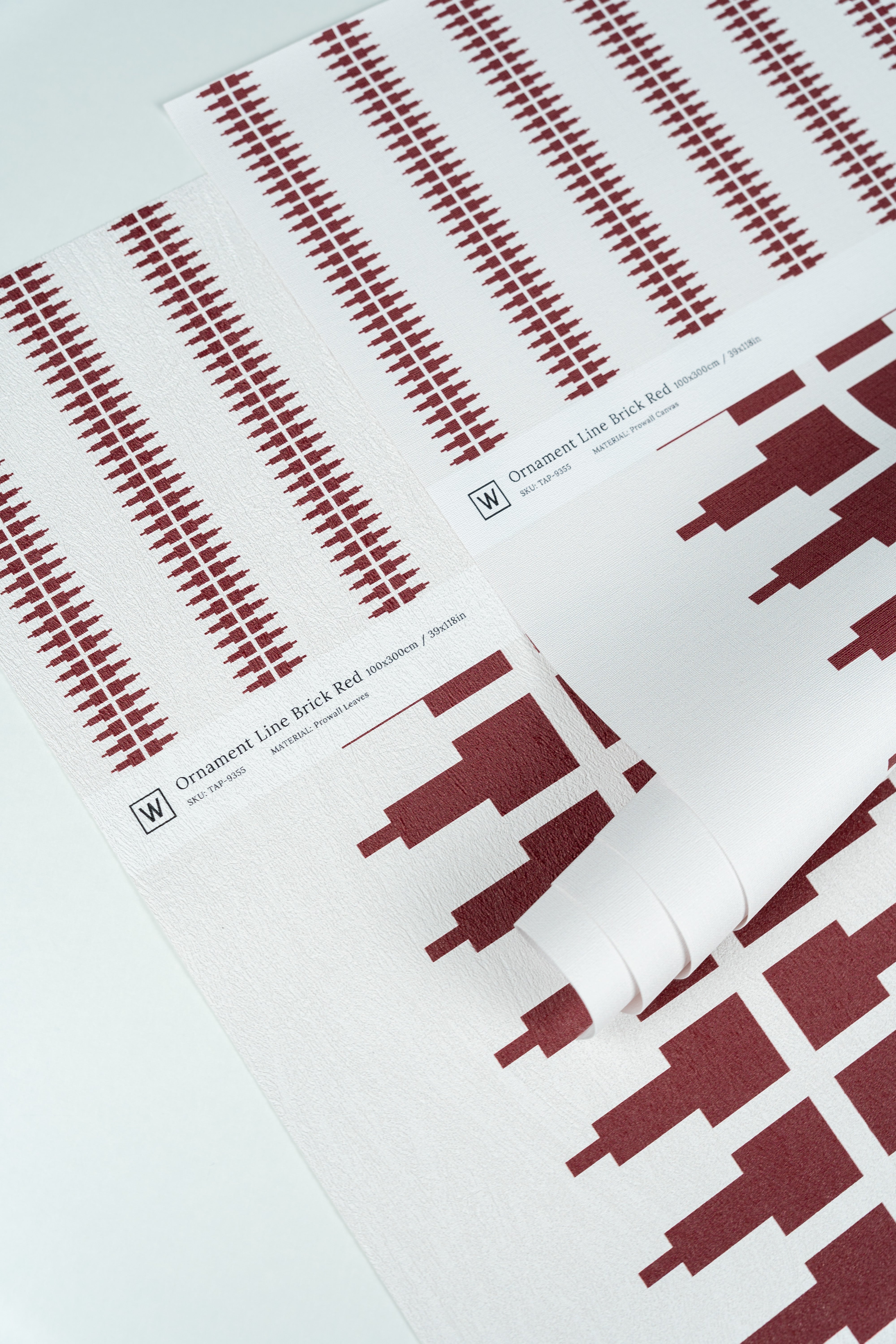 Papel pintado Ornament Line Clay Brick Red