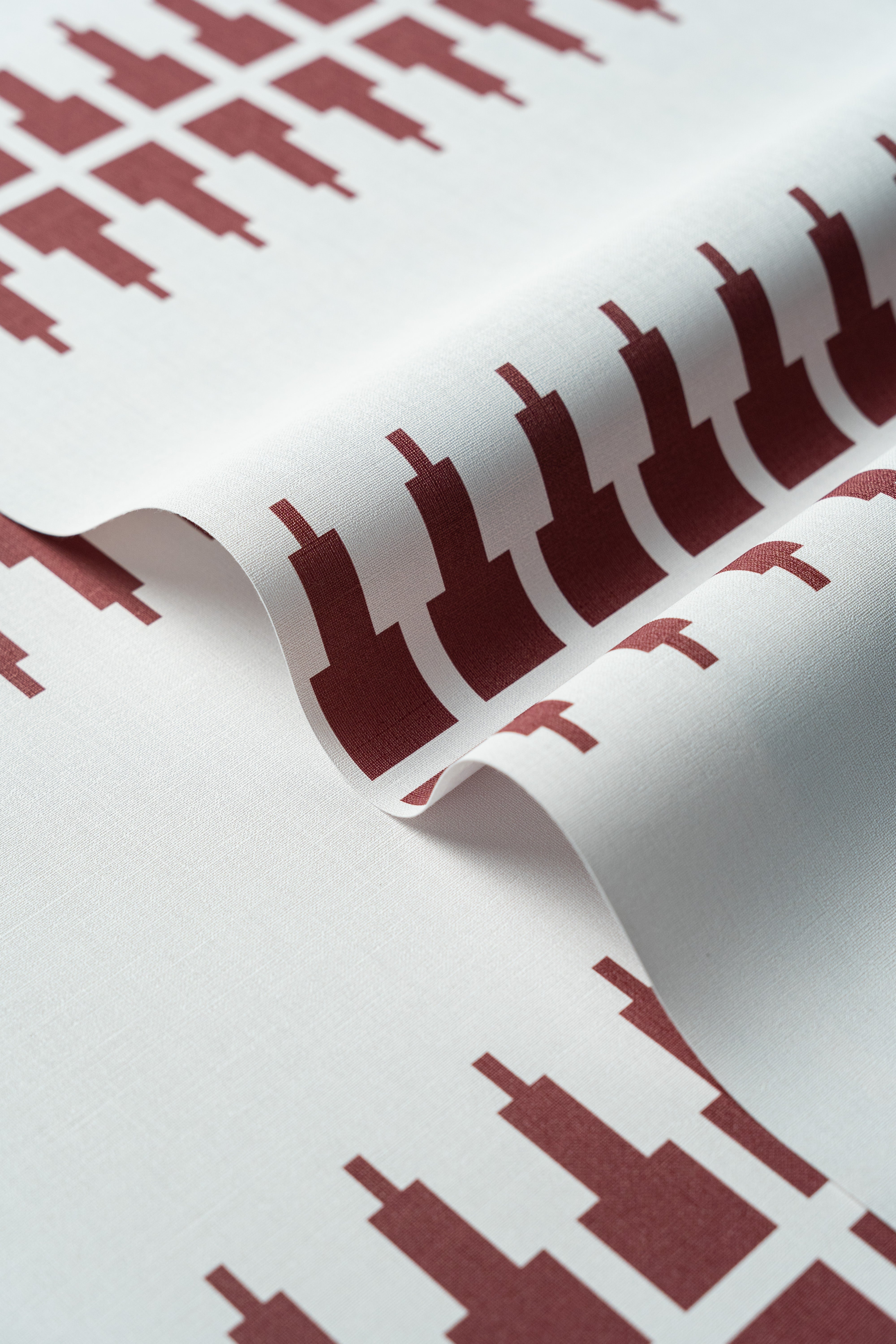 Papel pintado Ornament Line Clay Brick Red