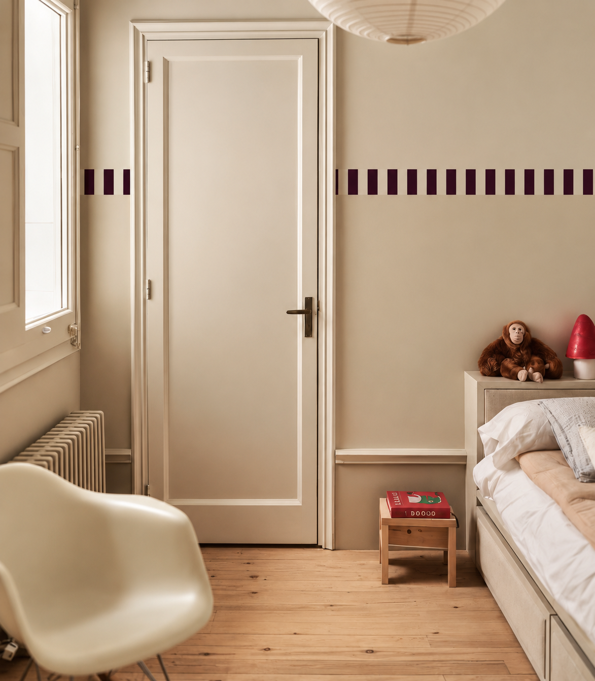 Papel pintado Border Stripe Deep Burgundy
