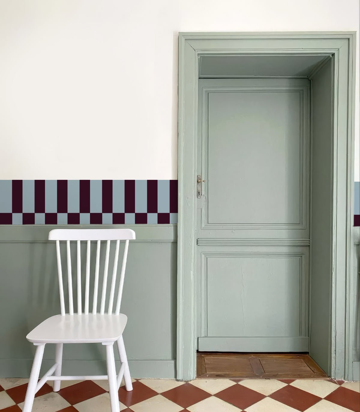 Border Tetris Deep Plum - Wallcolors®
