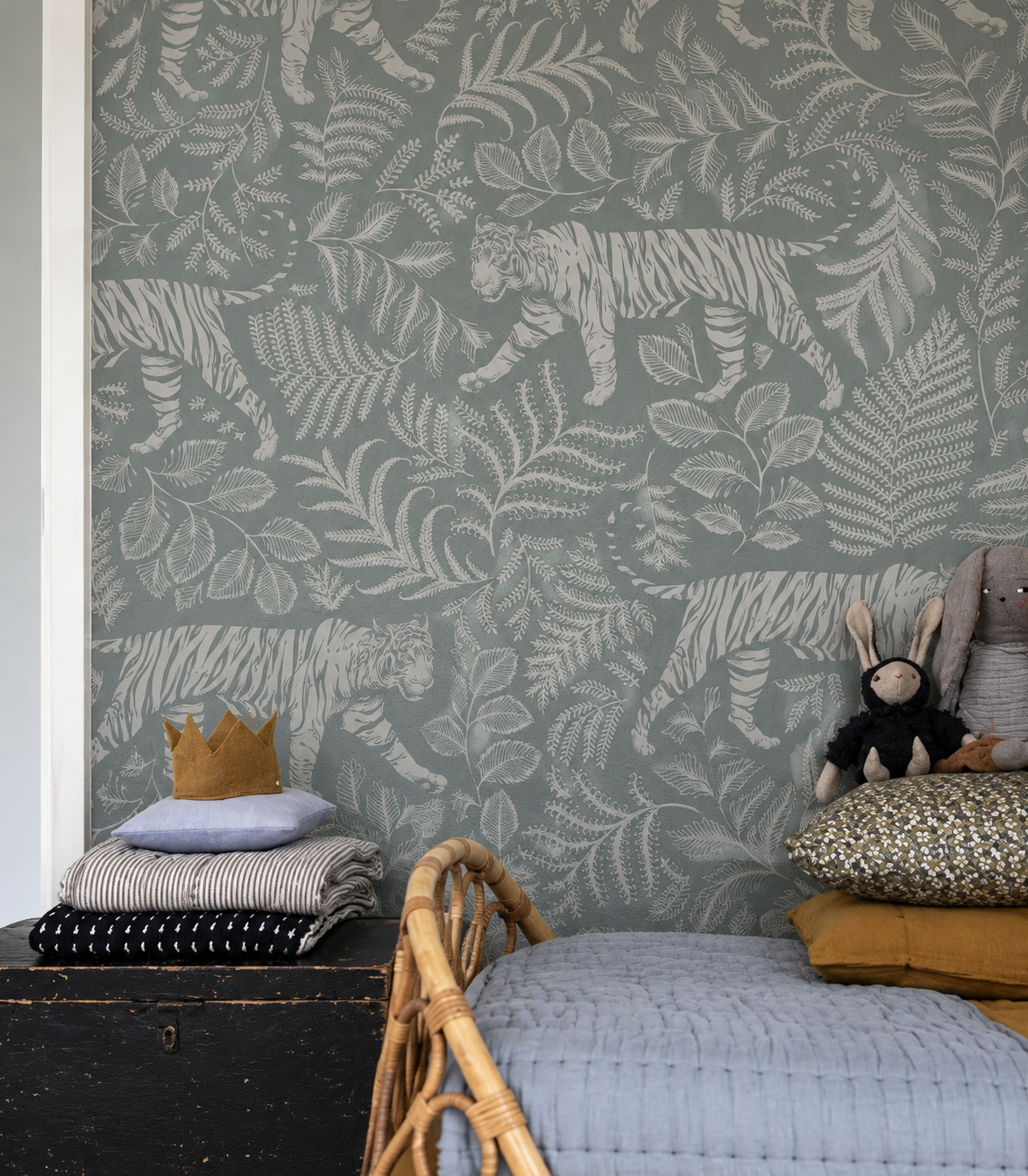Papel pintado Camouflaged Tiger Blue