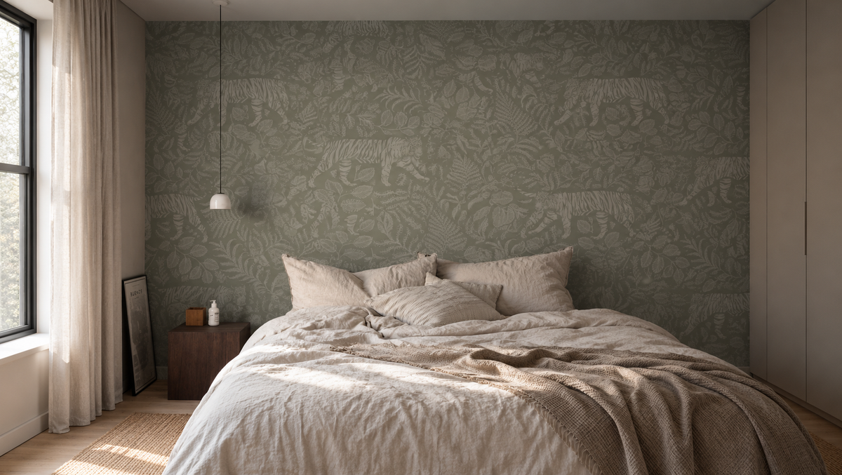 Papel pintado Camouflaged Tiger Light Green