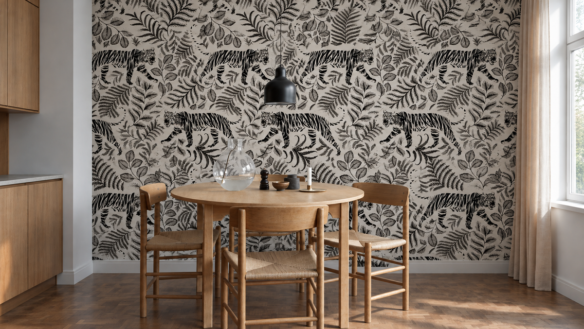 Papel pintado Camouflaged Tiger White
