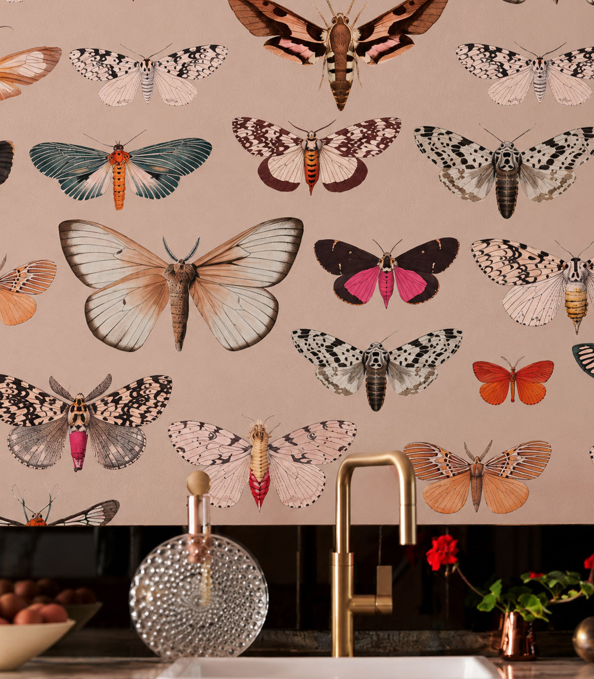Papel pintado Colorful Butterfly Pink